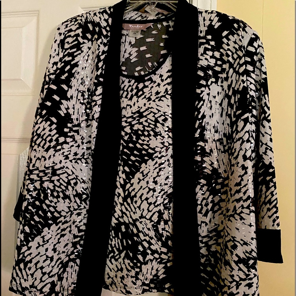 Black and White Printed Shell and Dressy Overshirt
